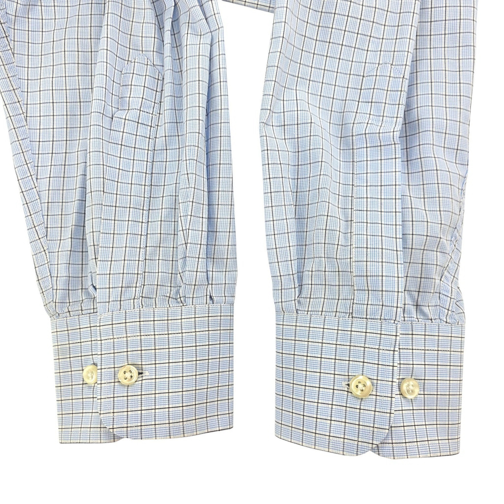 Quiet Luxury Valentino Roma Dress Shirt Men 17.5 Blue Check Italian - Picture 6 of 14
